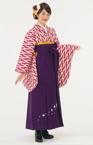 卒業袴　紫刺繍袴　二尺袖